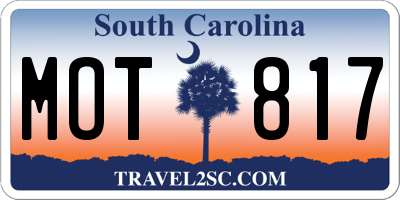 SC license plate MOT817