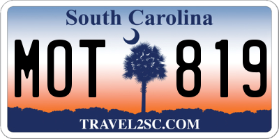 SC license plate MOT819