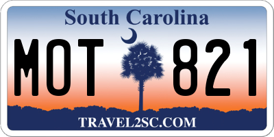 SC license plate MOT821