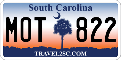 SC license plate MOT822
