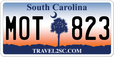SC license plate MOT823