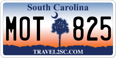 SC license plate MOT825