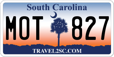 SC license plate MOT827