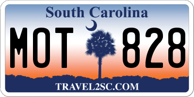 SC license plate MOT828
