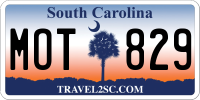 SC license plate MOT829