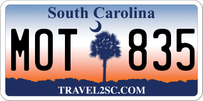 SC license plate MOT835