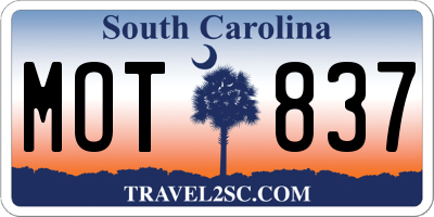 SC license plate MOT837