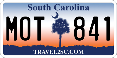 SC license plate MOT841