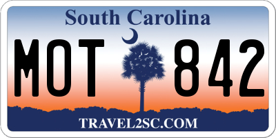 SC license plate MOT842