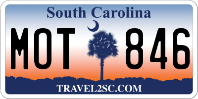 SC license plate MOT846