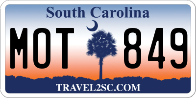 SC license plate MOT849