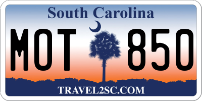 SC license plate MOT850