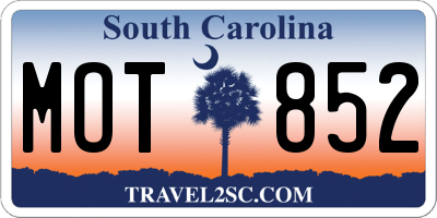 SC license plate MOT852