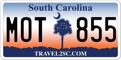 SC license plate MOT855
