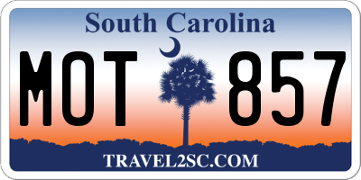 SC license plate MOT857