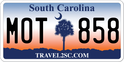 SC license plate MOT858