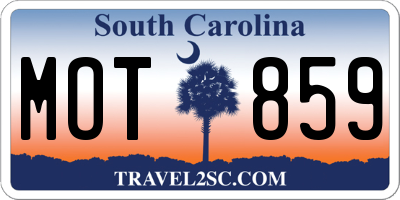 SC license plate MOT859