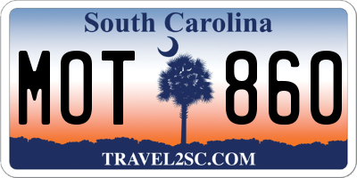 SC license plate MOT860