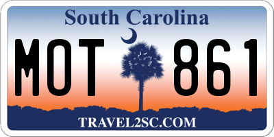 SC license plate MOT861