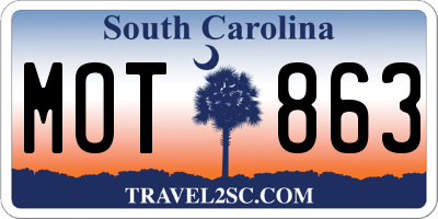 SC license plate MOT863