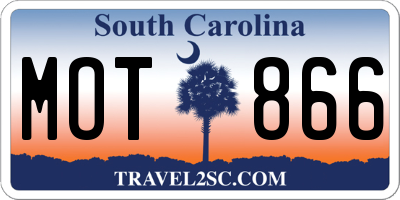 SC license plate MOT866
