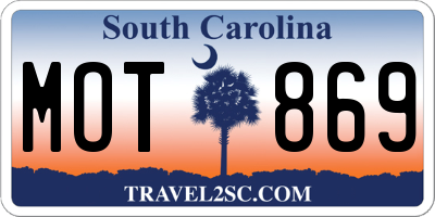 SC license plate MOT869