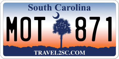 SC license plate MOT871