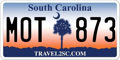 SC license plate MOT873