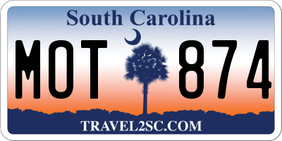 SC license plate MOT874