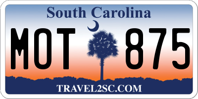 SC license plate MOT875