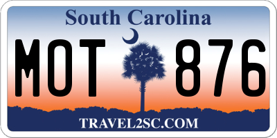 SC license plate MOT876