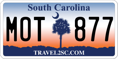 SC license plate MOT877