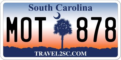 SC license plate MOT878