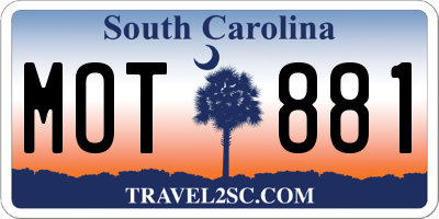 SC license plate MOT881