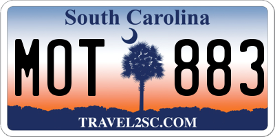 SC license plate MOT883