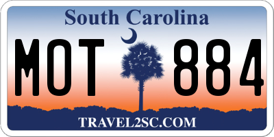 SC license plate MOT884