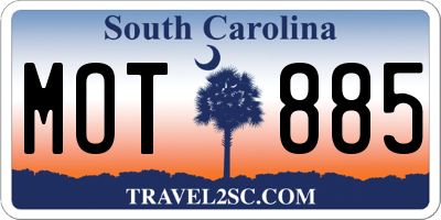 SC license plate MOT885