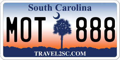 SC license plate MOT888