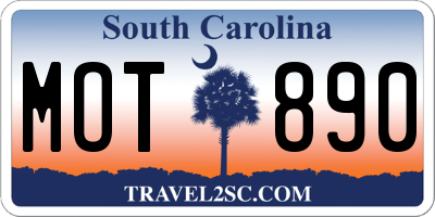 SC license plate MOT890