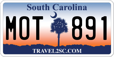 SC license plate MOT891