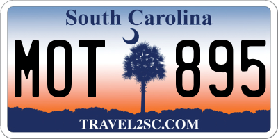 SC license plate MOT895