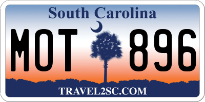 SC license plate MOT896