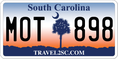 SC license plate MOT898