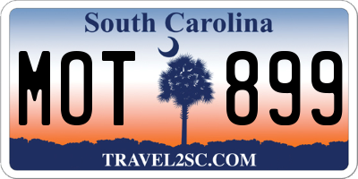 SC license plate MOT899