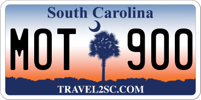 SC license plate MOT900