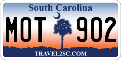 SC license plate MOT902