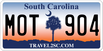 SC license plate MOT904