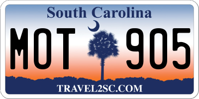 SC license plate MOT905