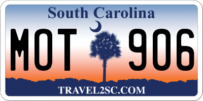 SC license plate MOT906