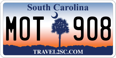 SC license plate MOT908